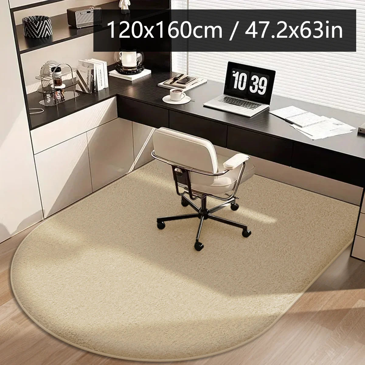 Solid color computer chair mat flannel floor mat thickened desk swivel chair arched carpet study soft dressing table foot mat