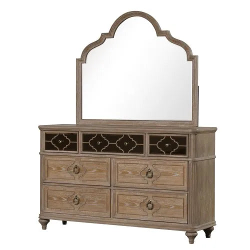Rustic Oak Dresser With Solid Wood Dovetail Drawers And Mirror Panel
