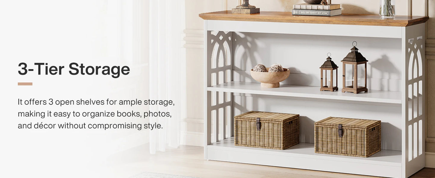 Tribesigns Modern Console Table for Entryway, 41.34-Inch White Sofa Table Behind The Couch with 3-Tier Storage, Narrow Hallway Furniture for Living Room