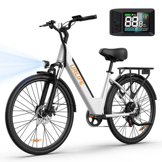 750W E-Bike Commuter 26x2" Tires 48V 10.4Ah Removable LCD Display 20MPH Speed 7-Speeds Hydraulic Disc Brakes for Adults