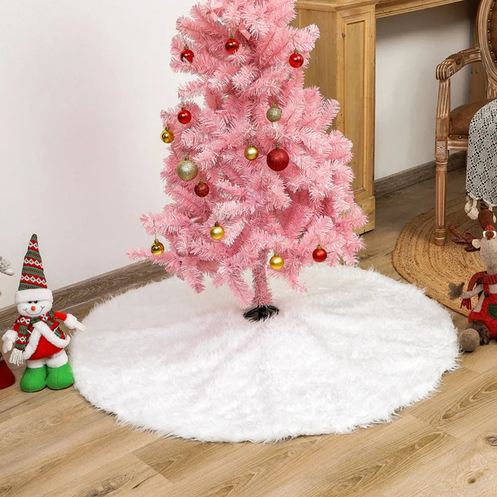 Christmas Tree Skirt Round Faux Fur Christmas Tree Skirt Fluffy Xmas Tree Skirt Decorations for Merry Christmas Party