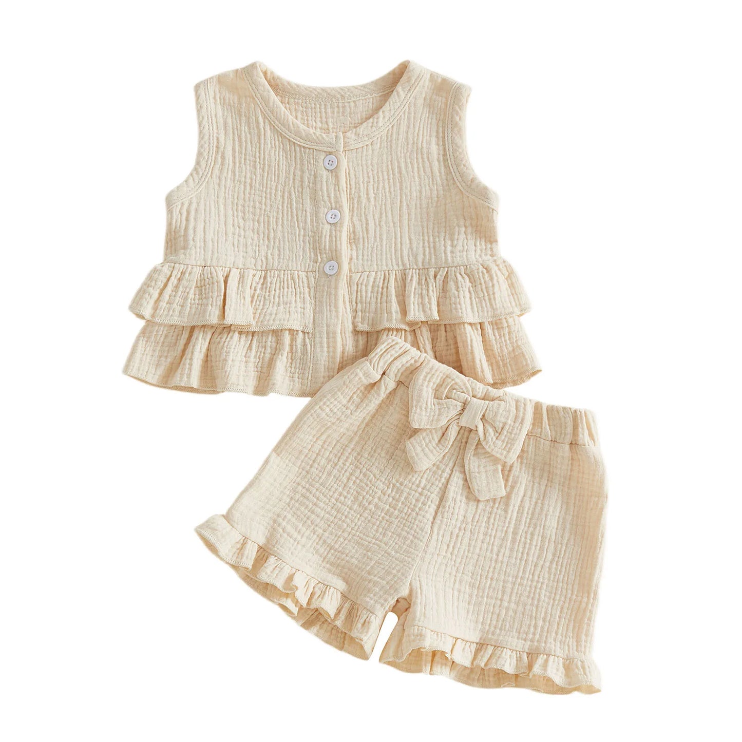 2Pcs Baby Boys Spring Clothes Short Sleeve Round Neck Solid Color T-Shirt and Elastic Waist Shorts Set for Toddler