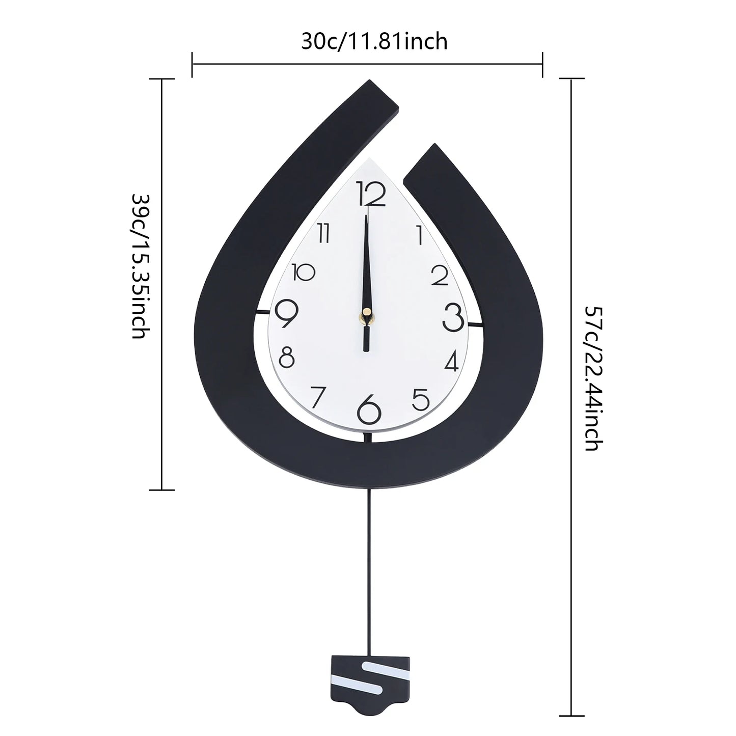 Silent Wall Clock Decor Big Pendulum Modern Non-marking Nail Design Wall Clock for Living Room Bedroom Home Decorative