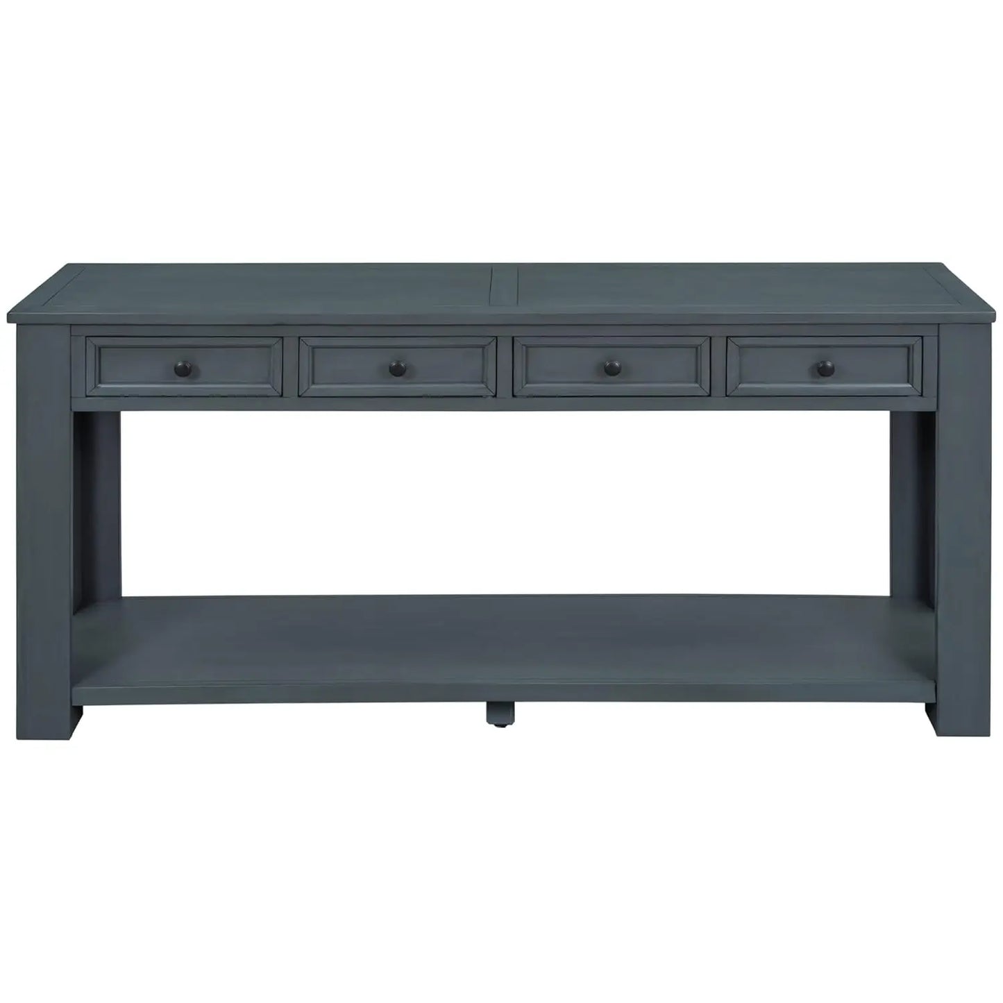 Console Table with 4 Storage Drawers Bottom Shelf, Rustic Distressed Sofa Table for Entryway Hallway, Assembly, Customized