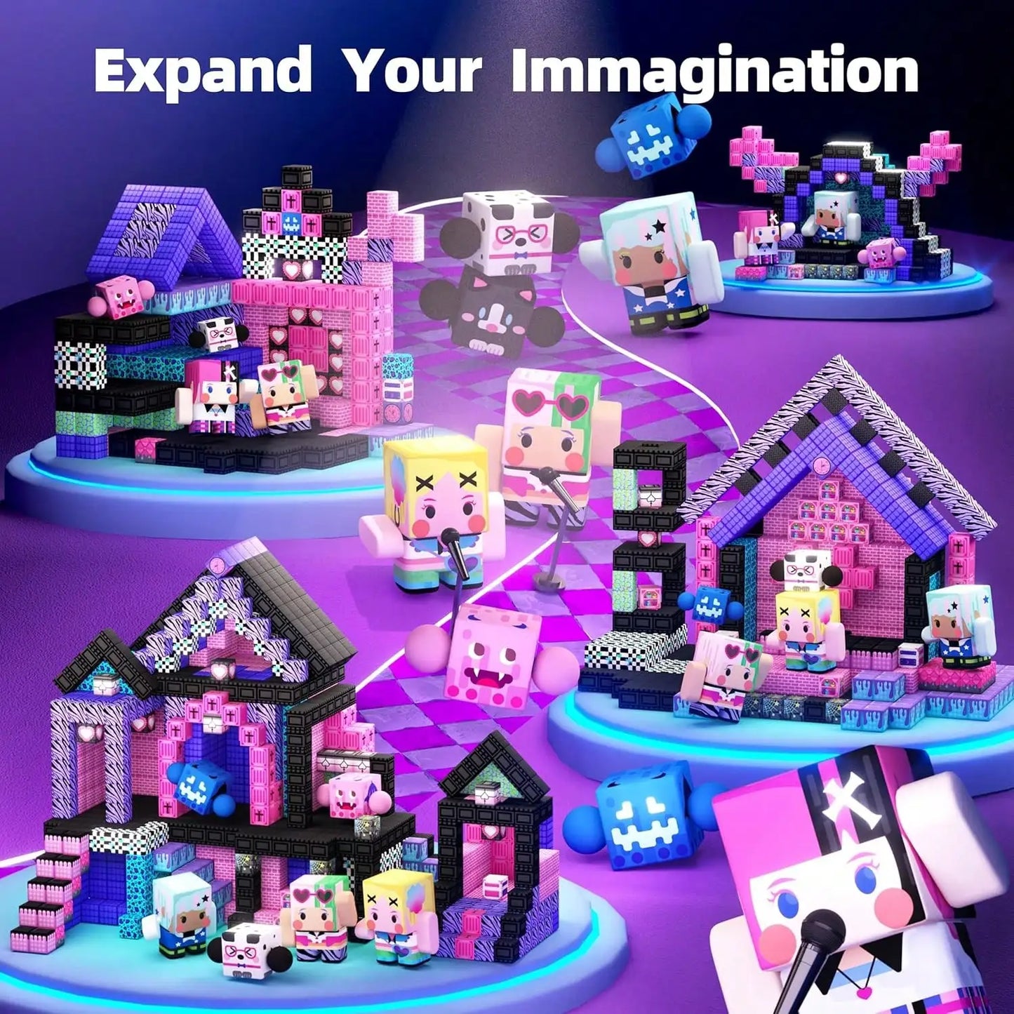 50-300pcs Magnetic Building Blocks & Tiles - STEM Magnetic Tile Role Play Music Cool Girl World, Imaginative Construction Toys, Building Cubes Toy Set, Girly Series, Pretend Play, Sensory Learning Toys, Suitable For Children