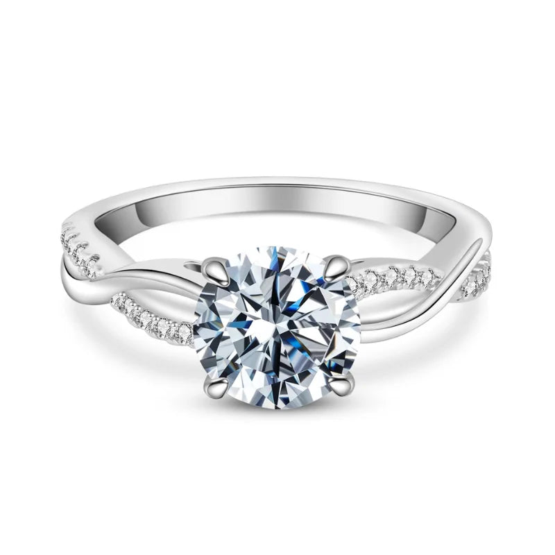 18K White Gold Plated Sterling Silver Cubic Zirconia Engagement Ring