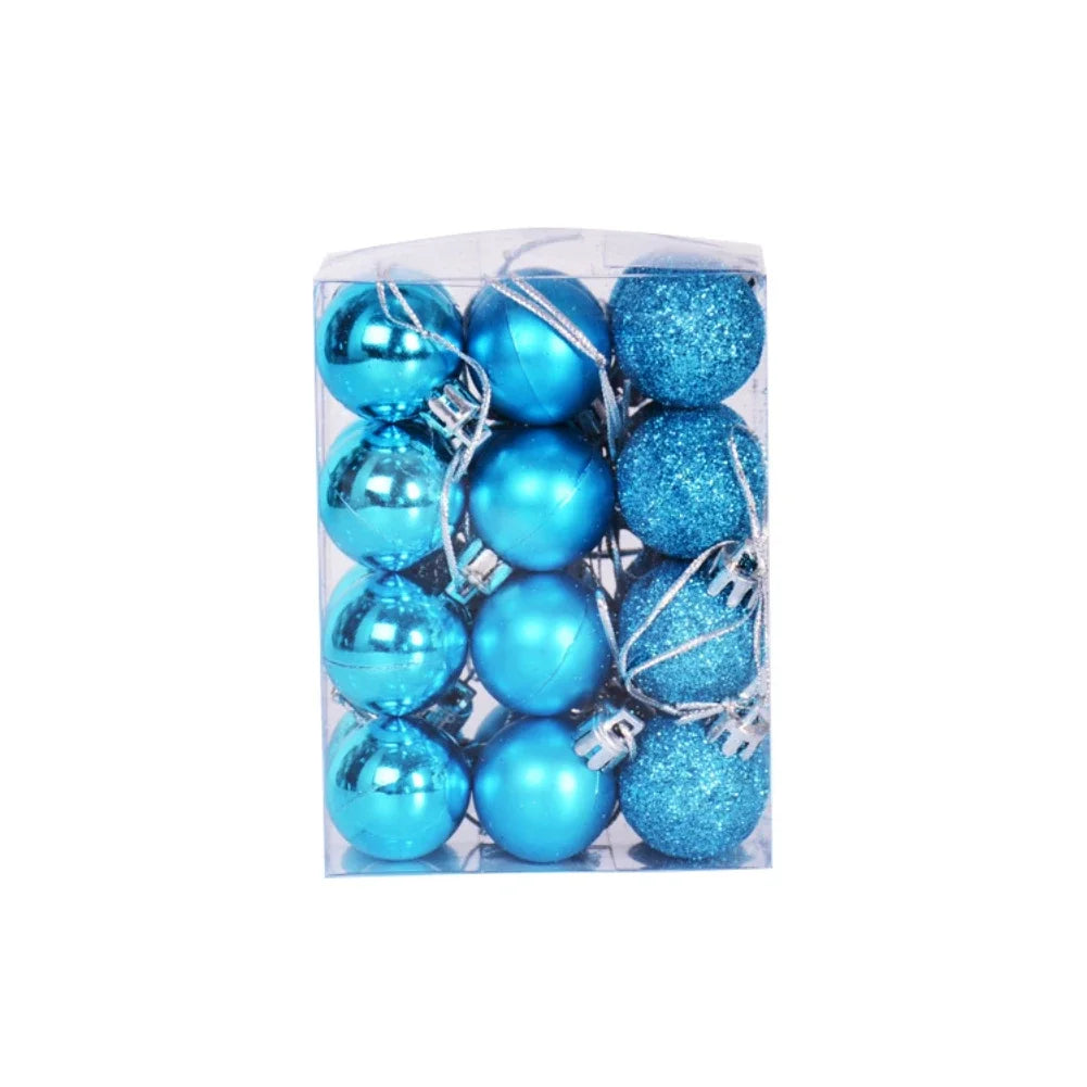 24pcs/set Christmas Tree Ball 2025 Christmas Pine Tree Hanging Ball Pendant Red Navy Blue 3cm Ball Christmas Ornaments Gifts