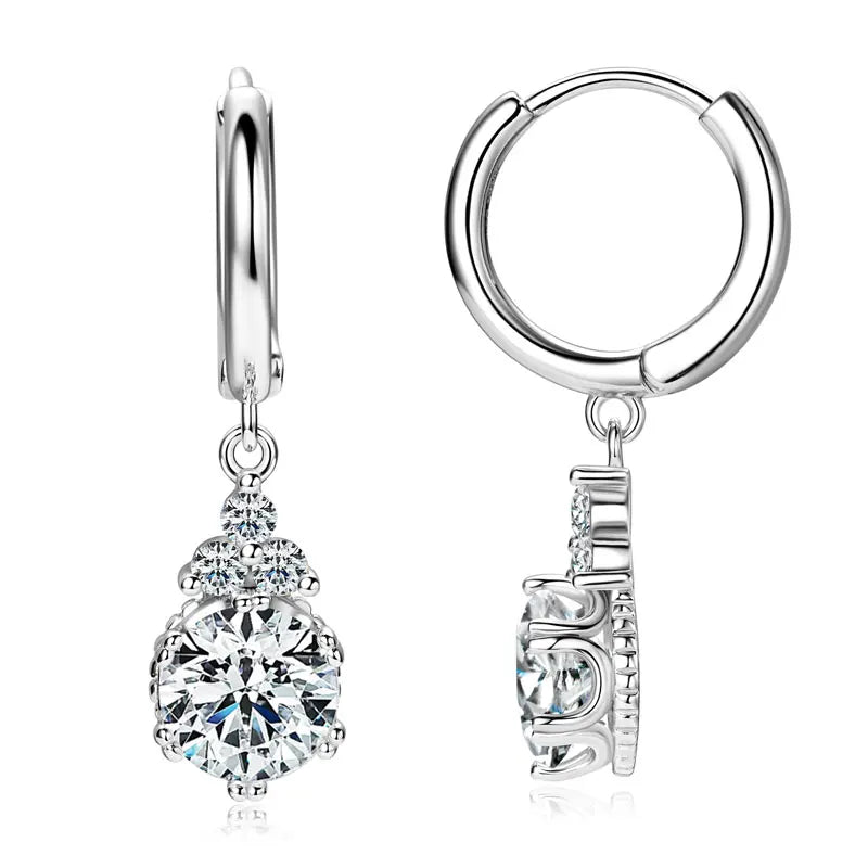 OXTAO Moissanite Big Dangle Hoop Earring 6.5mm/8mm D Color VVS1 for Women 925 Sterling Silver Huggie Earring Luxury Jewelry Gift