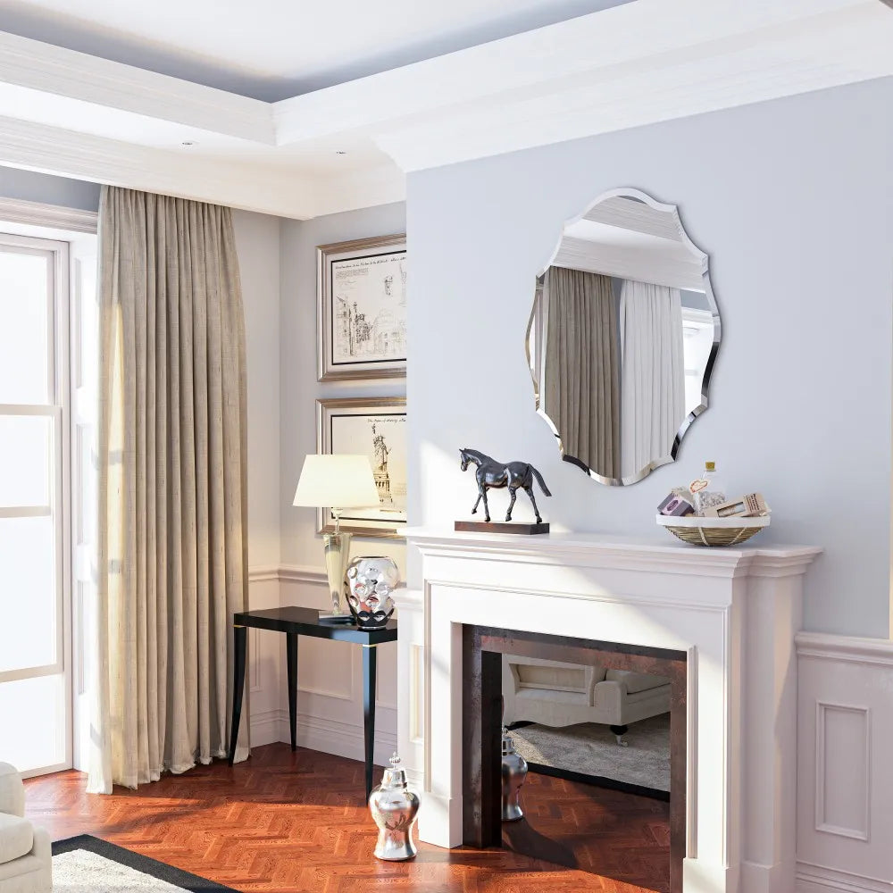 LUVODI Frameless Wall Mirror with Beveled Edge for Living Room Decor