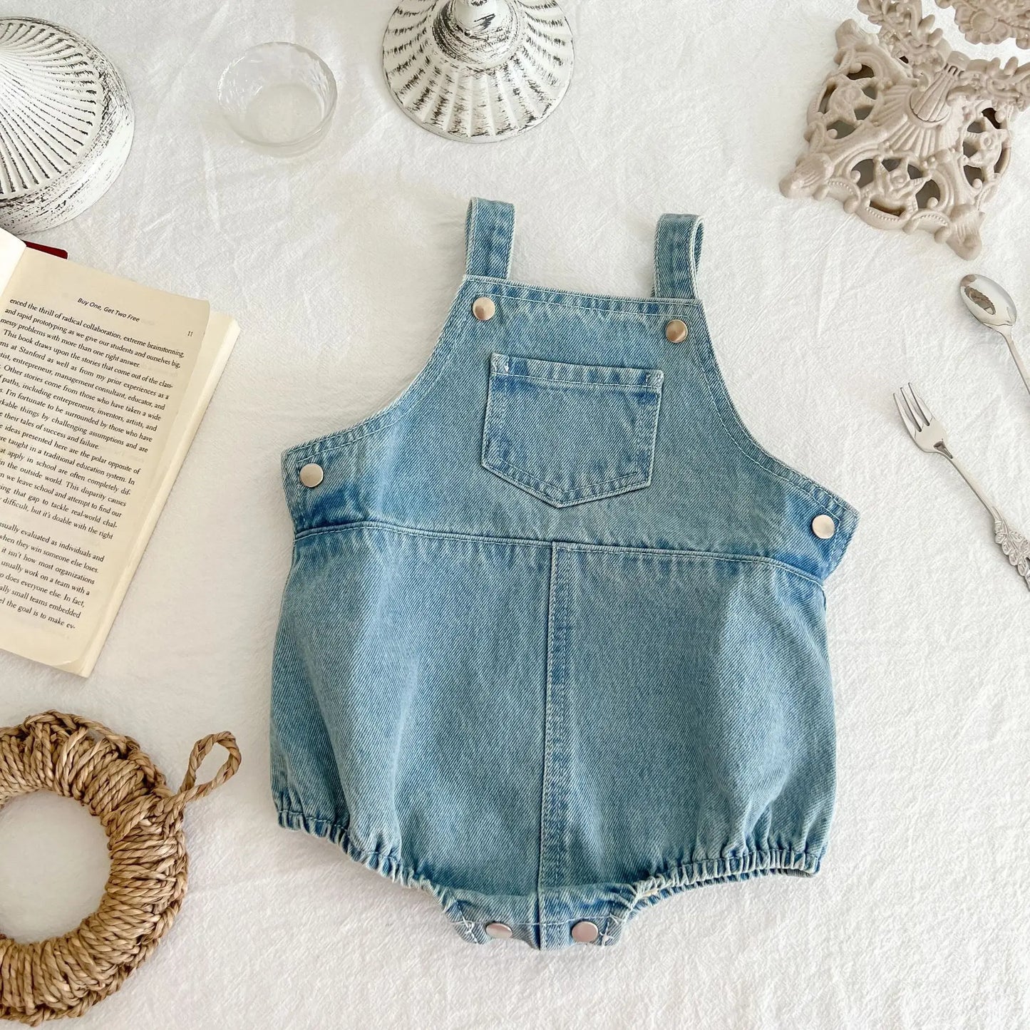 Spring and Autumn Newborn Infant Baby Boys and Girls Cowboy Sleeveless Rompers Kids Onepiece Fashion Baby Clothing