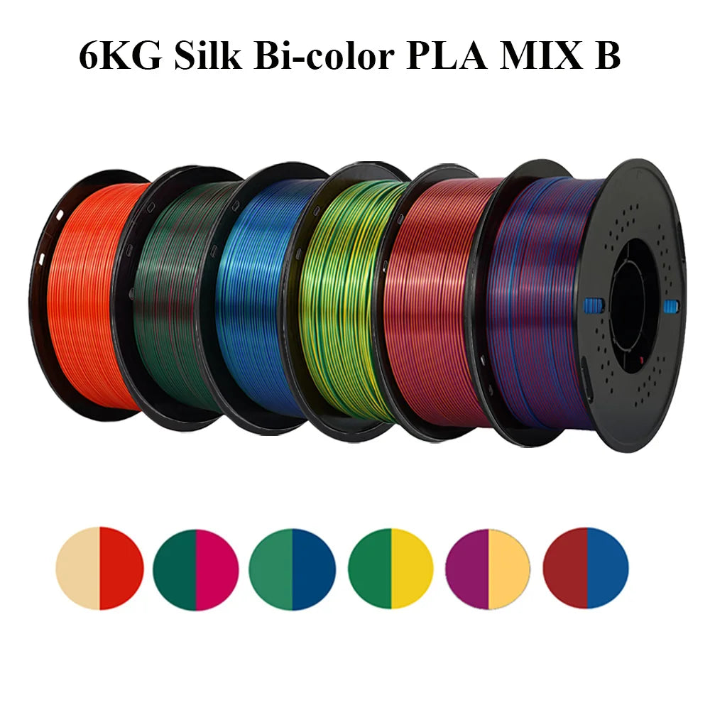 Multicolor Filament Bicolor Silk PLA 2Color for 3D Printing Plastic 3D Printer Materials 1.75mm Spool No Bubble High quailty