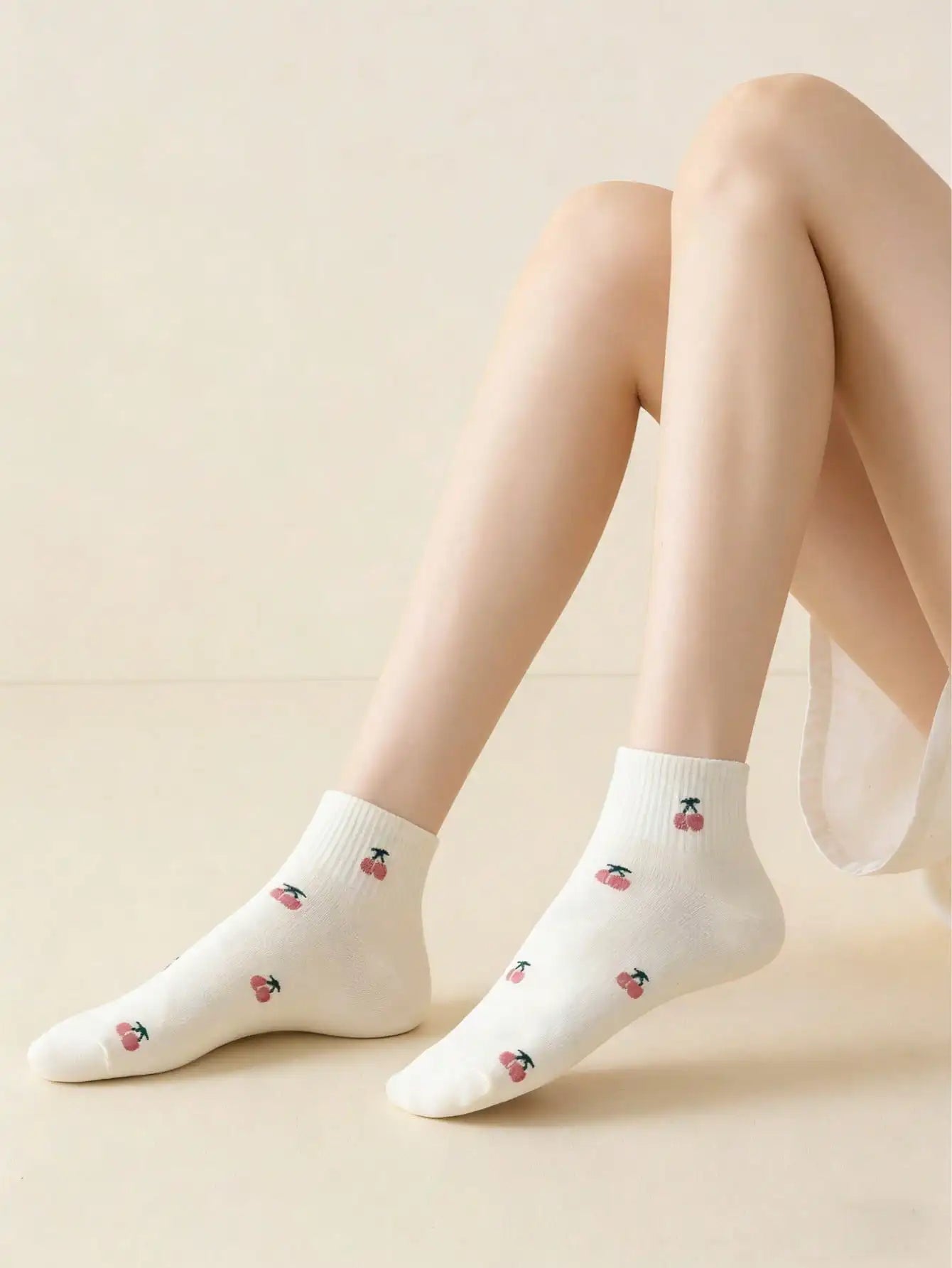 5 Pairs Women's Cute Bow & Floral Pattern Short Socks, Fashionable College Style, Comfortable & Breathable, Versatile For Daily, Sports, Casual Wear, Suitable For Spring, Summer, Autumn
