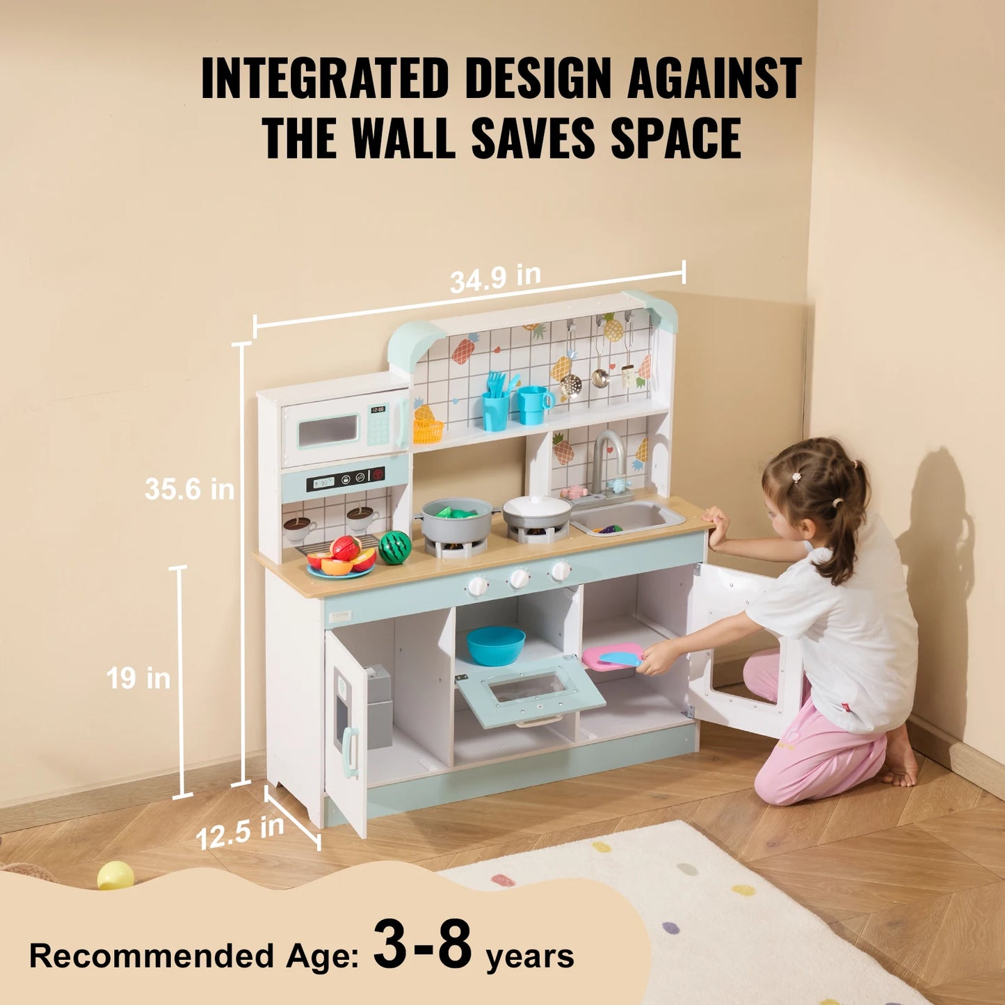 VEVOR Kitchen Counter Play Set DIY Simulated Cooking Food Tableware Play House with Sound Pretend Game Toy Gift Kid Boy Children