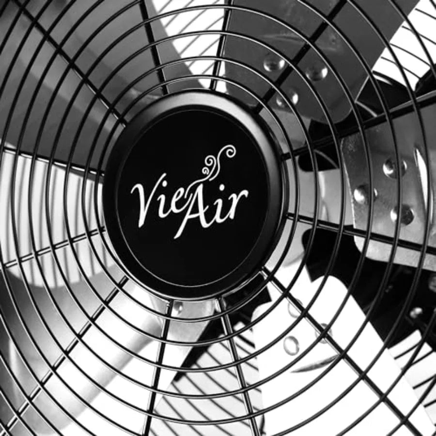Industrial heavy duty metal pedestal drum fan for workshop use, black, 360 tilting with high velocity and quiet operation