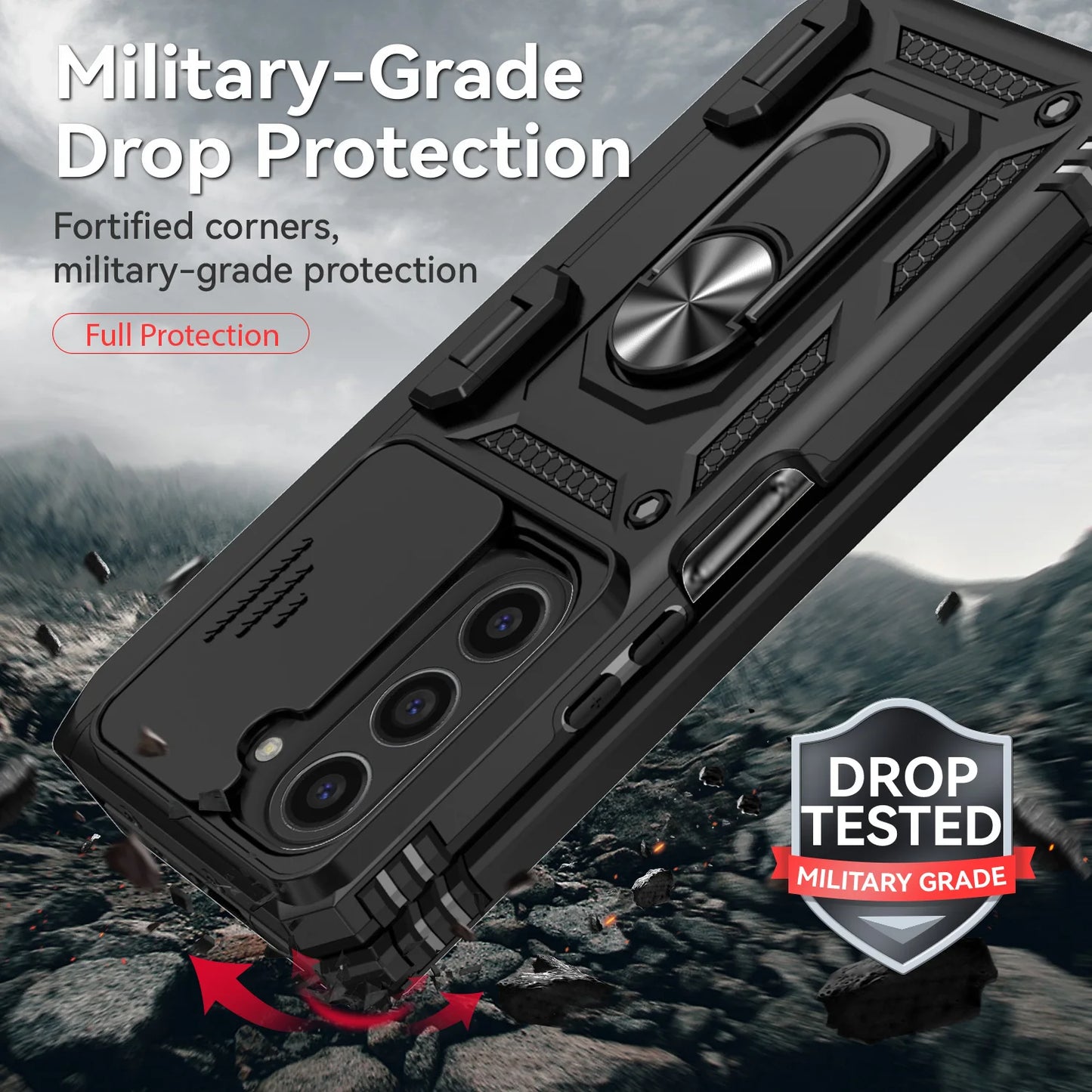For Samsung Galaxy Z Fold 6 5 4 Phone Cases with Slide Lens Protective Cover Shockproof Camera Protector Case for Z Fold 6 5 4
