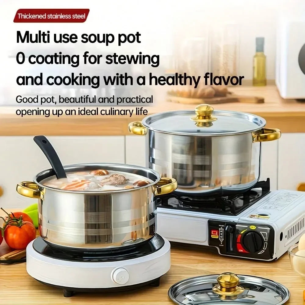 10pcs Stainless Steel Pot Set 10pcs Stainless Steel Pot Set, MultiSize Cooking Pots With 5 POTS 5 LIDS Deep Stock Pot, Suitable