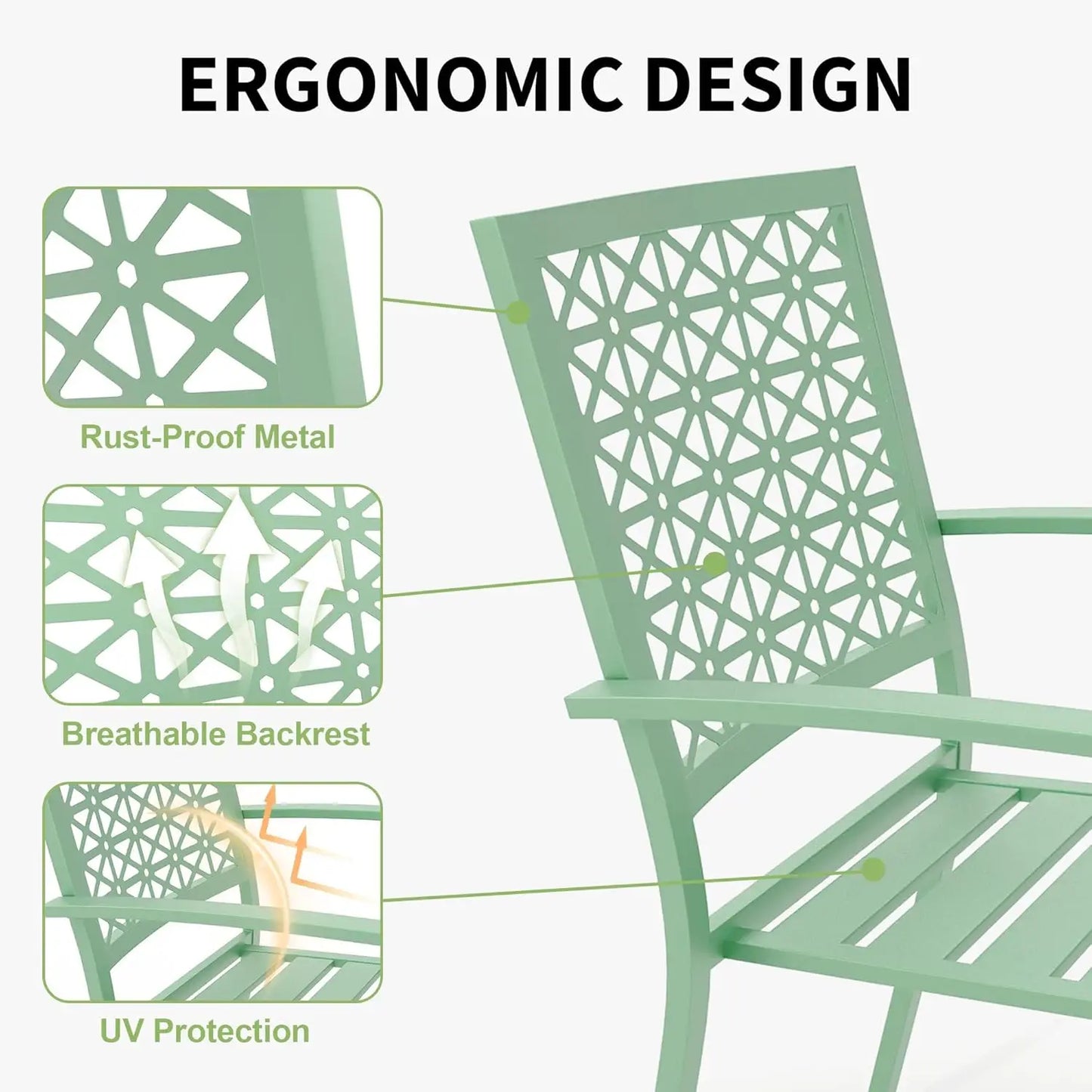 3-Piece Outdoor Bistro Set,Stackable Modern Metal Patio Furniture Set, 2 Chairs&Coffee Table,for Backyard Balcony Garden Lawn
