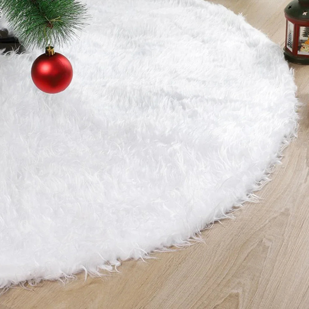 Christmas Tree Skirt Round Faux Fur Christmas Tree Skirt Fluffy Xmas Tree Skirt Decorations for Merry Christmas Party