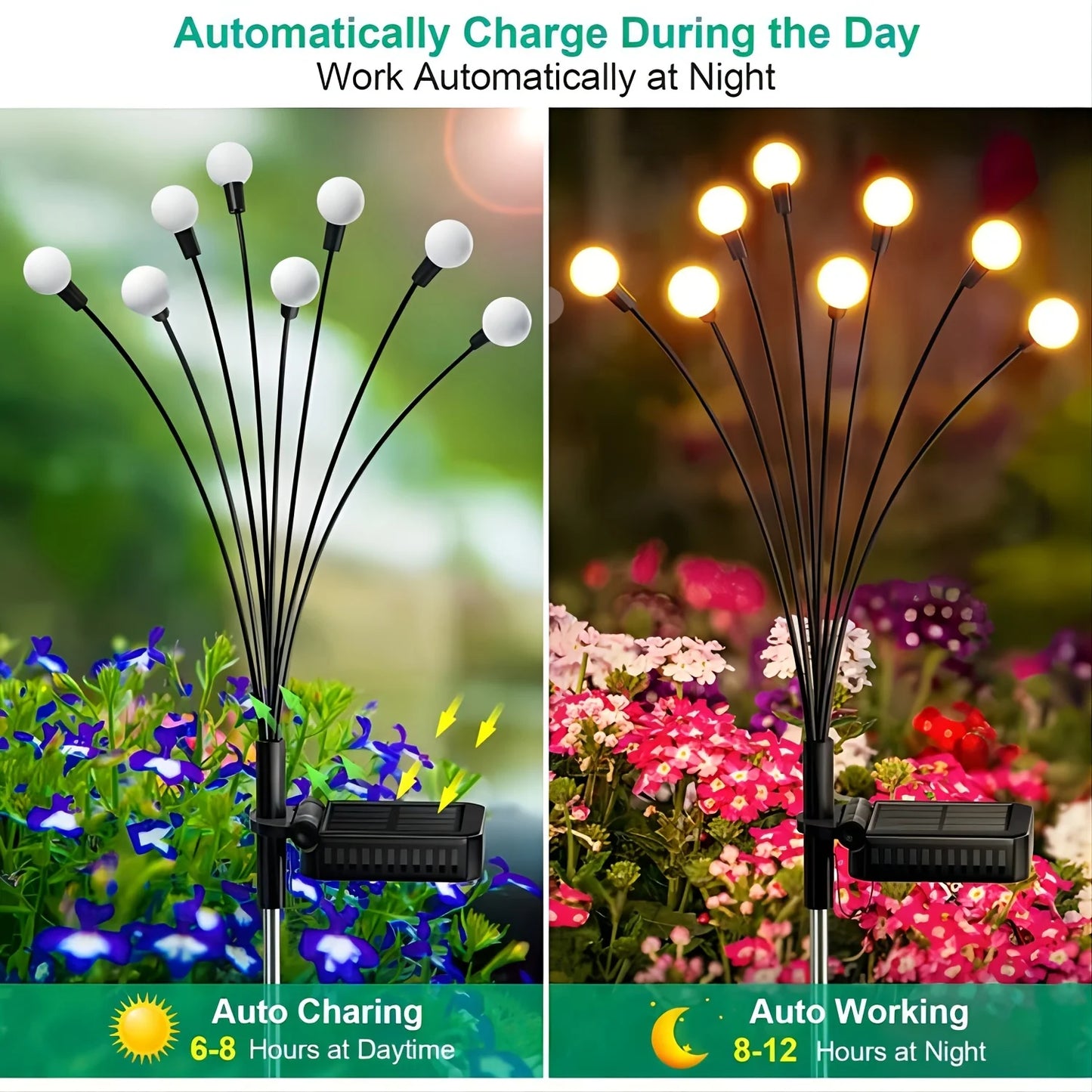 4/6/10 Pack Swaying Solar Lights, 32 LED Lights, Solar Firefly Lights Outdoor Garden Decorations for Yard Patio Pathway Holiday
