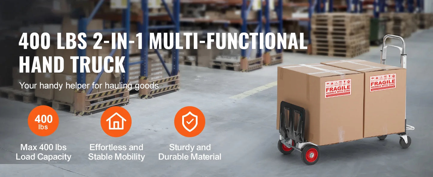 SucceBuy 400lbs Folding Hand Truck Lightweight Dolly with Wheels Foldable Luggage Utility Cart for Transport Moving in Warehouse