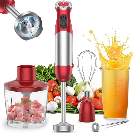 Handheld Kitchen Blender: 5-in-1 1000 Watt Multi-Purpose Hand Blender, 12-Speed Stick Blender for Food, Soups, Purees and Cakes