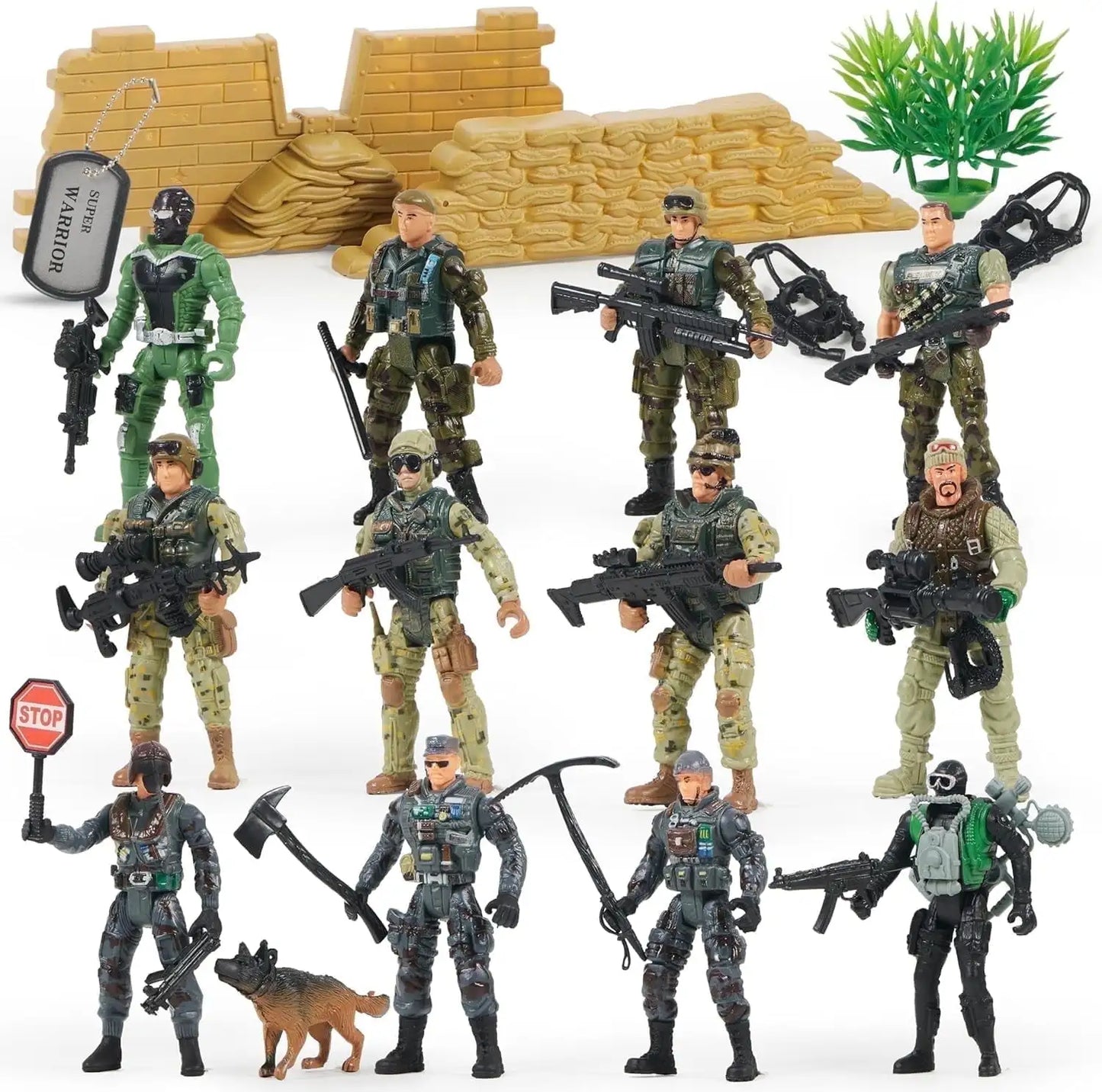 Joyfy 16 Pcs Military Toy Soldiers Playset Army Men and SWAT Team with Military Weapons Accessories for Boys Birthday Gift