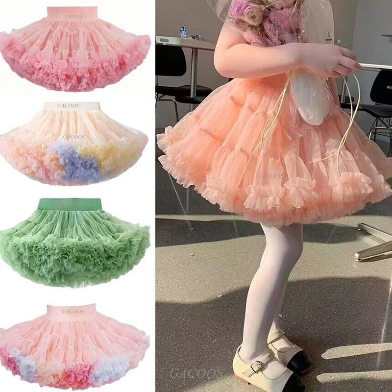 Girls Tutu Skirts Black Fluffy Toddler Tulle Princess Ball Gown Pettiskirt Ballet Party Dance Rainbow Tulle Skirts Girls Clothes