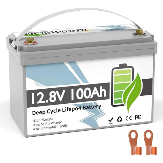 12V 100Ah LiFePO4 Battery, Rechargeabel Deep Cycle Lithium Batteries, 100A BMS with Low-Temp Protection, Perfect for RV