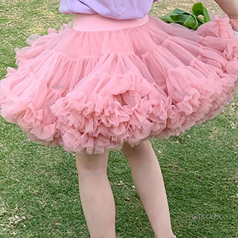 Girls Tutu Skirts Black Fluffy Toddler Tulle Princess Ball Gown Pettiskirt Ballet Party Dance Rainbow Tulle Skirts Girls Clothes