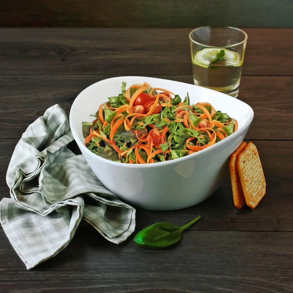 2 Pack White Porcelain Wavy Serve Bowls Dishwasher Microwave Oven Safe Versatile Serving Bowls Salad Pasta Sides and More