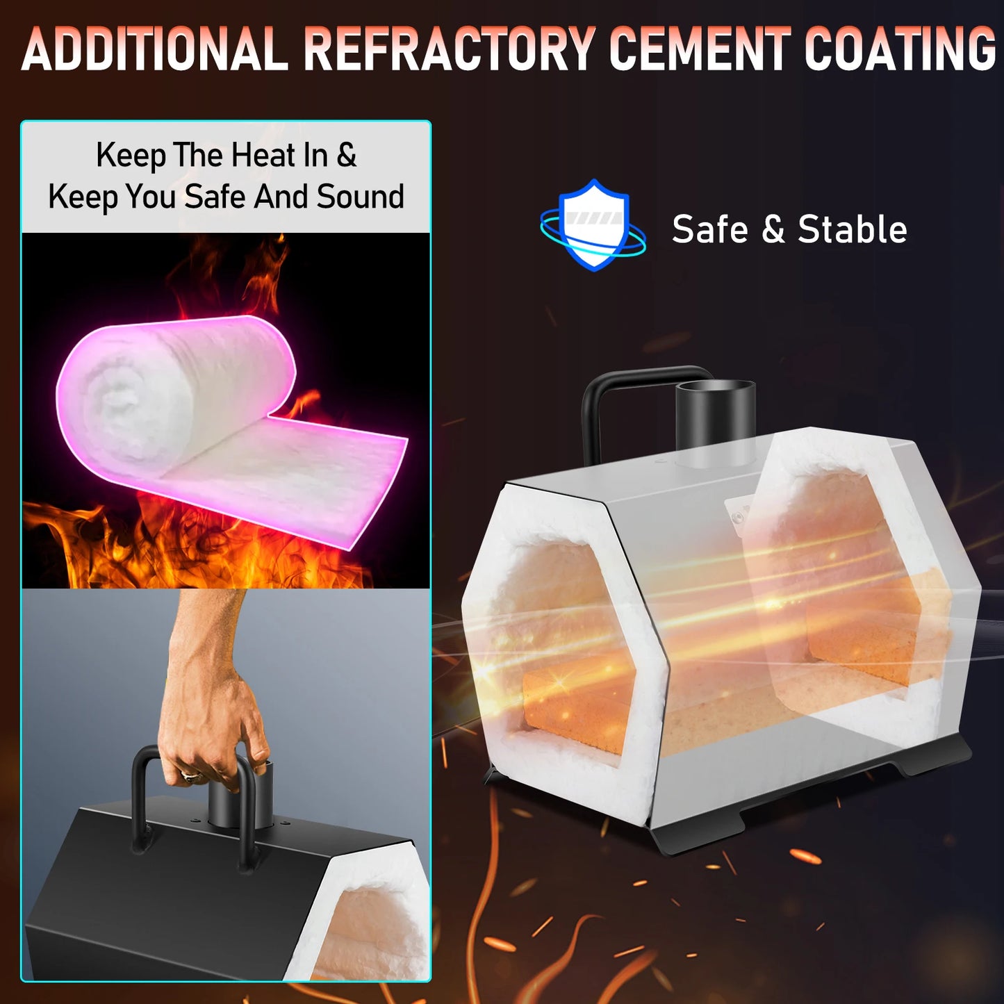 SucceBuy Propane Forge Portable Single Burner Tool and Knife Making Large Capacity Blacksmith Farrier Forges Gas Forging Tools