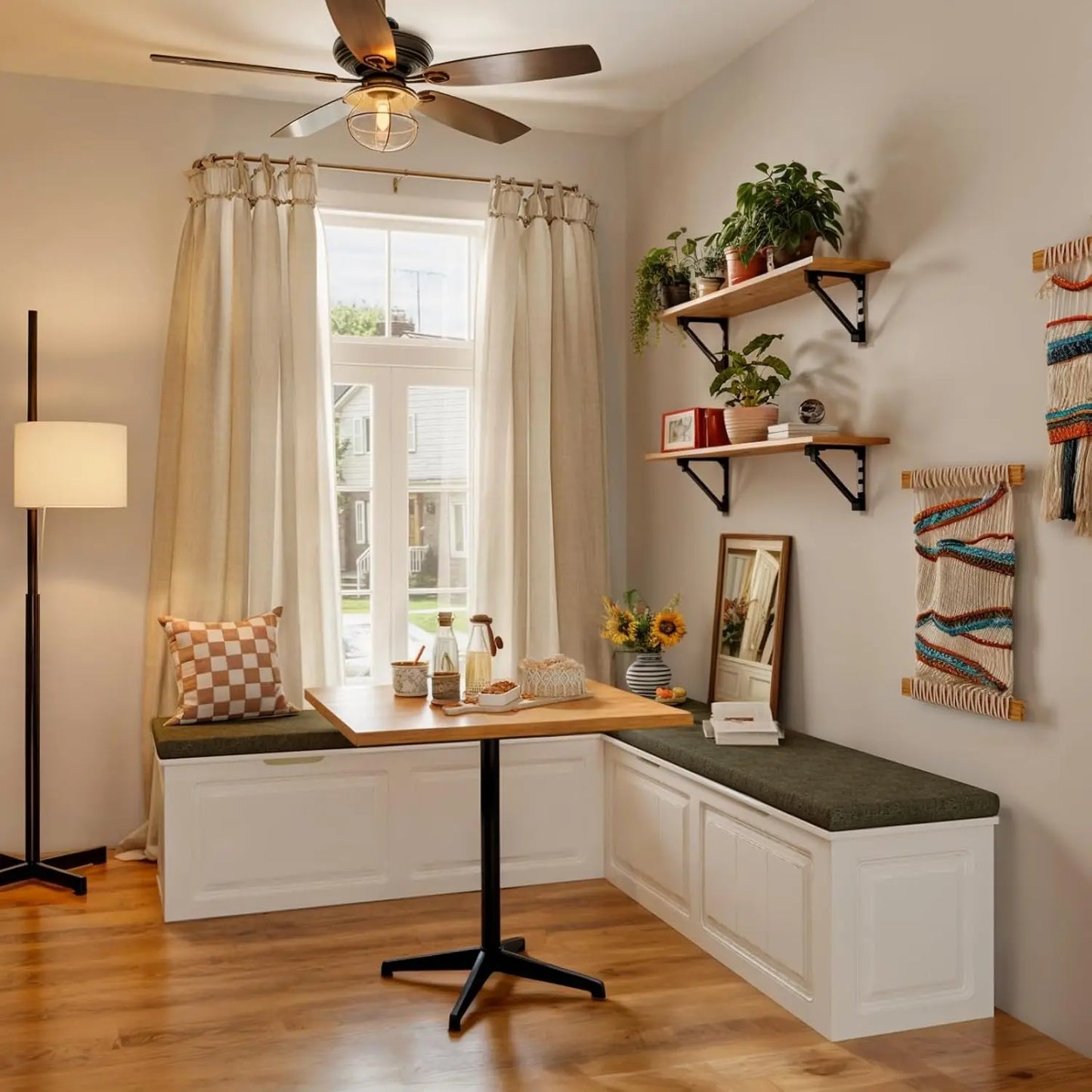 L Shape Storage Bench, Nook Bench, Backless Corner Bench Nook with Storage, Shoe Benches with Cushion 63”D x 63”W x 18.3”H