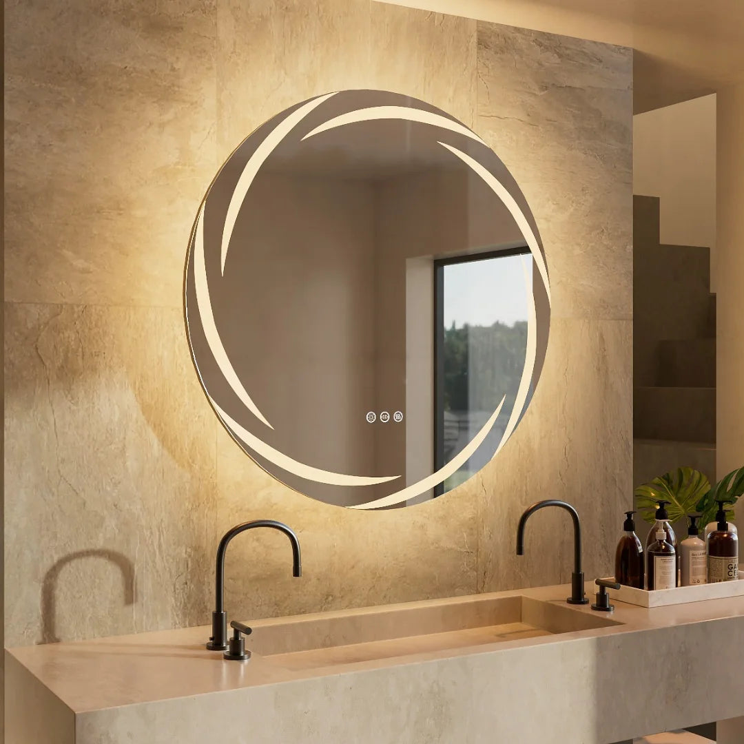 LUVODI 80CM LED Backlit Bathroom Mirror with Defogger and Touch Sensor
