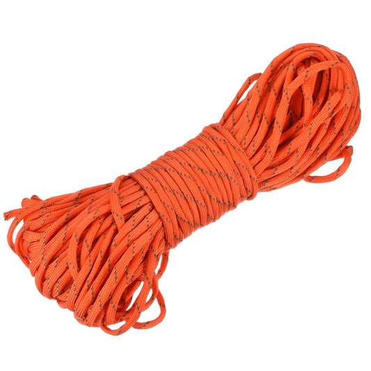 Tent Rope 101.7 Feet 4mm Reflective Guyline 7 Strand Cord Nylon Guy Rope for Outdoor Camping Hiking, Orange Red