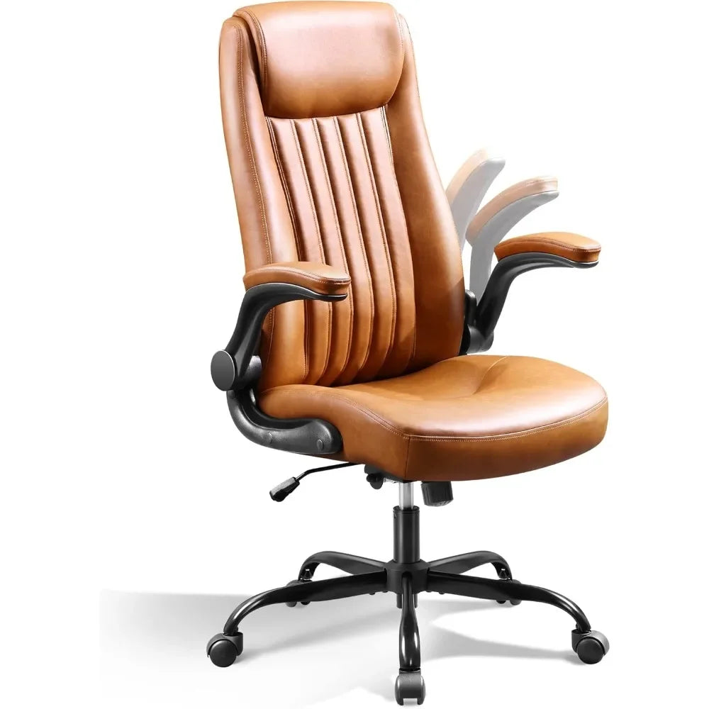 Computer Office Chair, High Back Ergonomic Desk Chair with Adjustable Flip-up Armrests, Lumbar Support & Thick Headrest