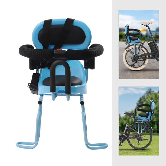 Universal Toddler Bike Seat Safety Child Bike Seat Attachment Front Bicycle Carrier Children's Rear Mounted Bicycle Saddle Blue