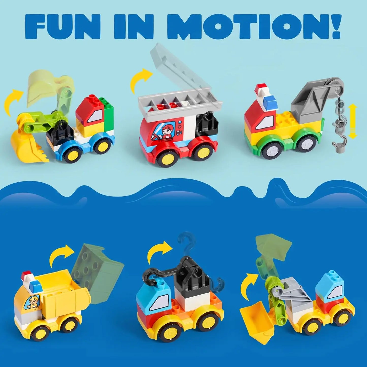 JOYIN 80Pcs Toddlers Car Building Blocks Set 12Pcs VehiclesCompatibl Building Bricks for Kids Boys Girls Birthday Easter Gift