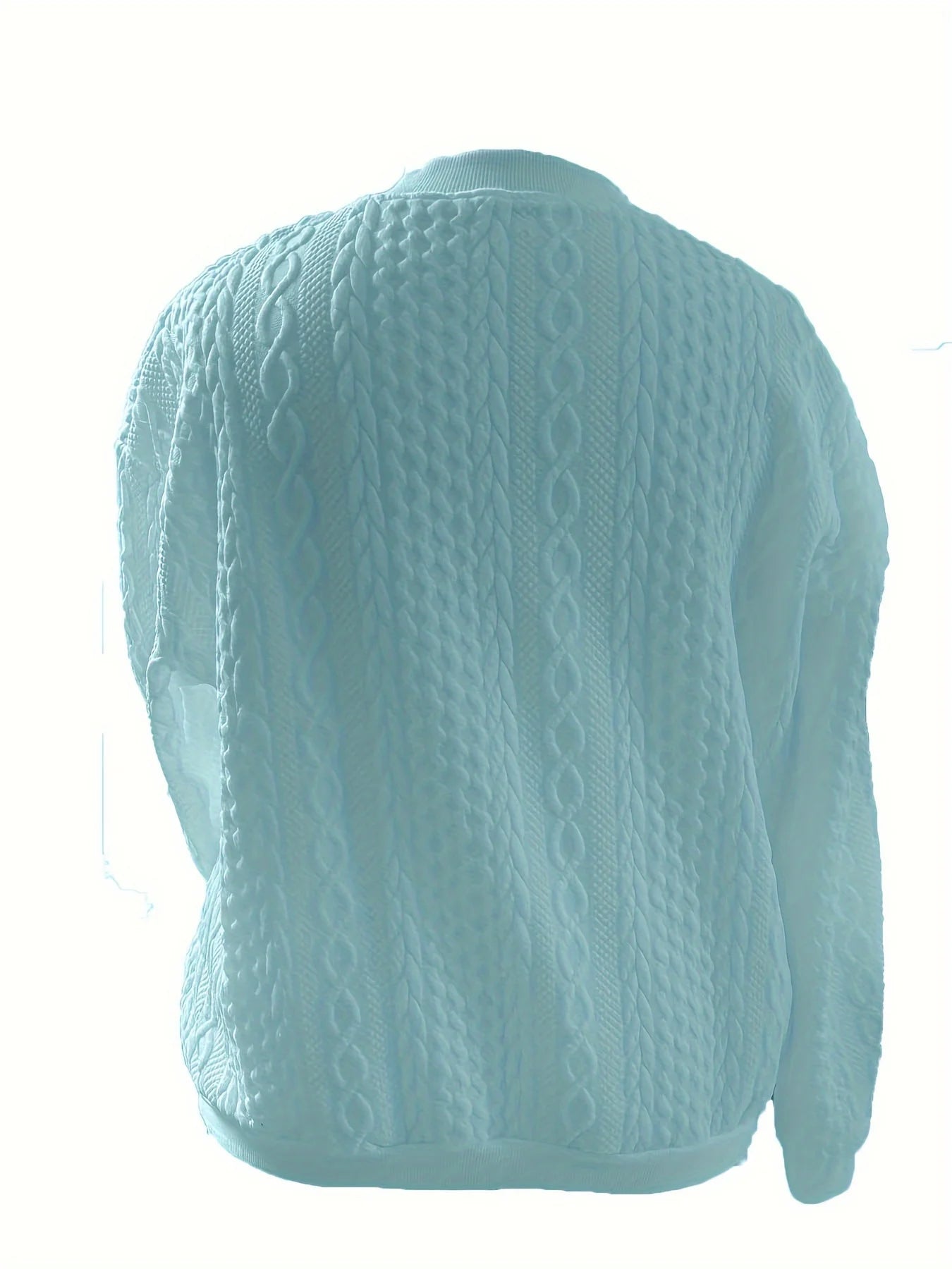 Plus size women's cable knit V-neck zip-up short jacket loose zip long sleeve pocket slimming daily commute cardigan top