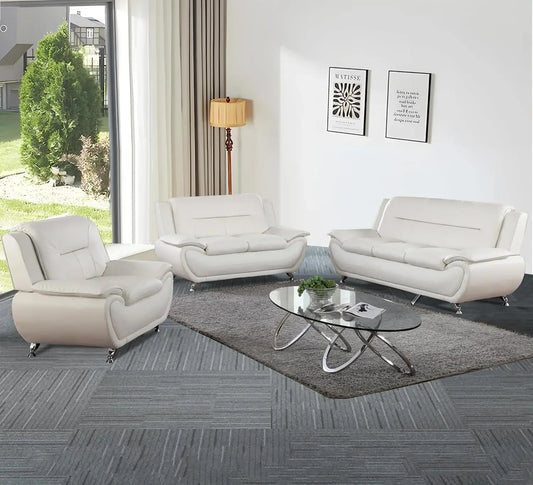 3 Piece Living Room Couch Set, Faux Leather Sofa Set, Modern Sofa Couch Set Living Room Furniture (Sofa+Loveseat+Chair