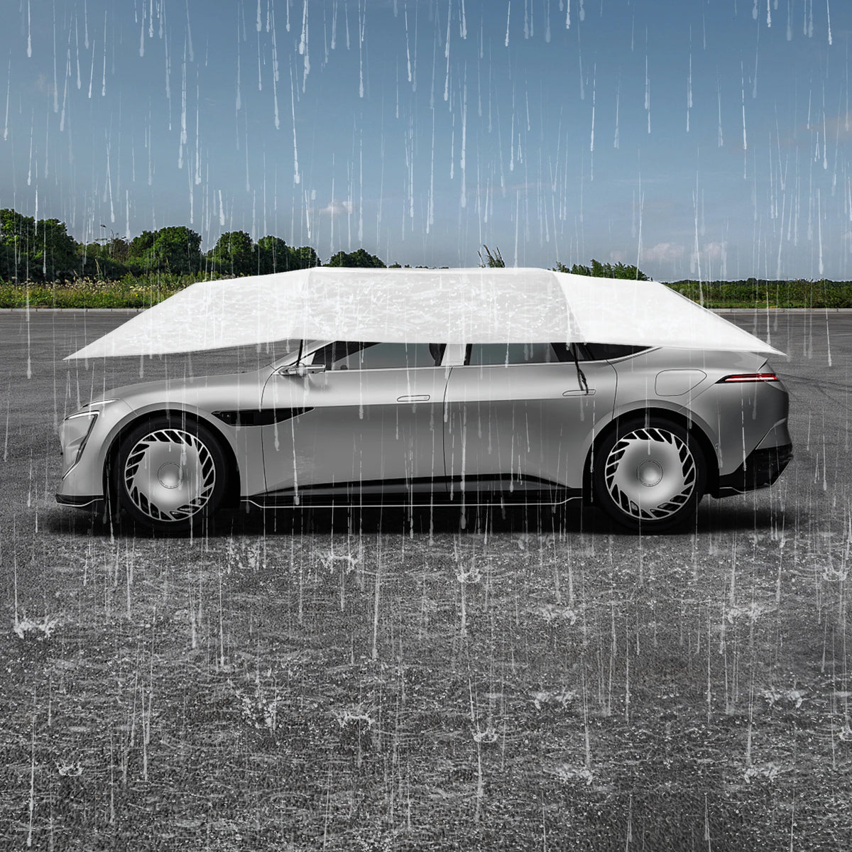 Semi-Automatic Car Tent 4.2×2.2/4.6×2.3m- Hydraulic Sun Shelter Waterproof Windproof UV Protection with Anti-Theft Ropes for SUV