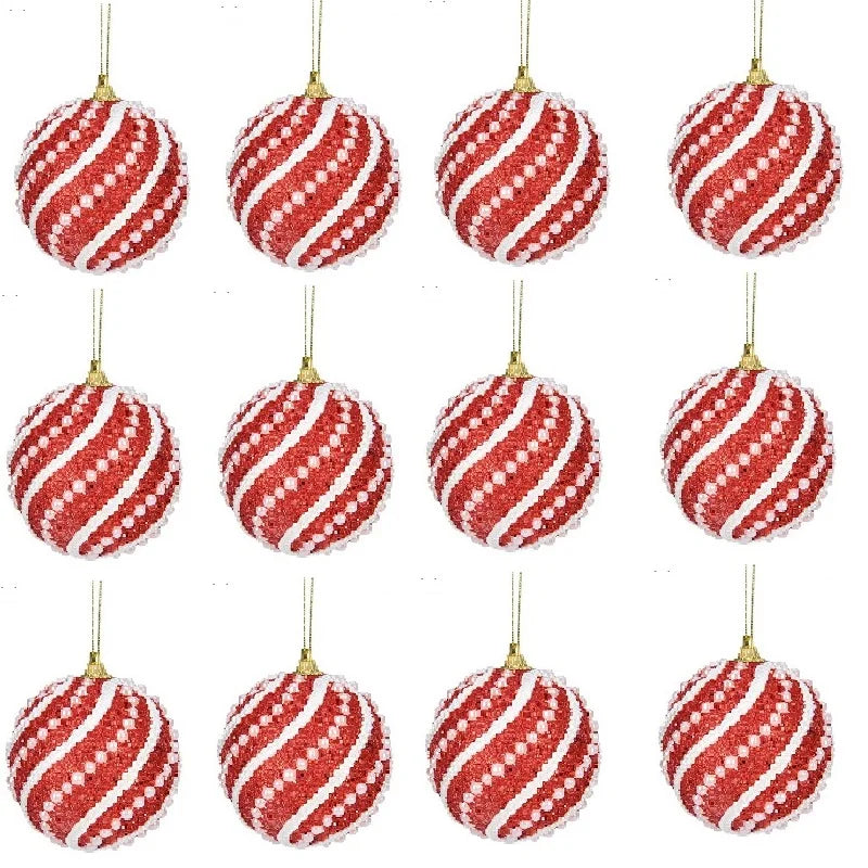 12PCS Christmas Ball Nordic Creativity Christmas Ornament Pendant Foam Balls Wedding Hanging Ball Decoration Supplies Xmas