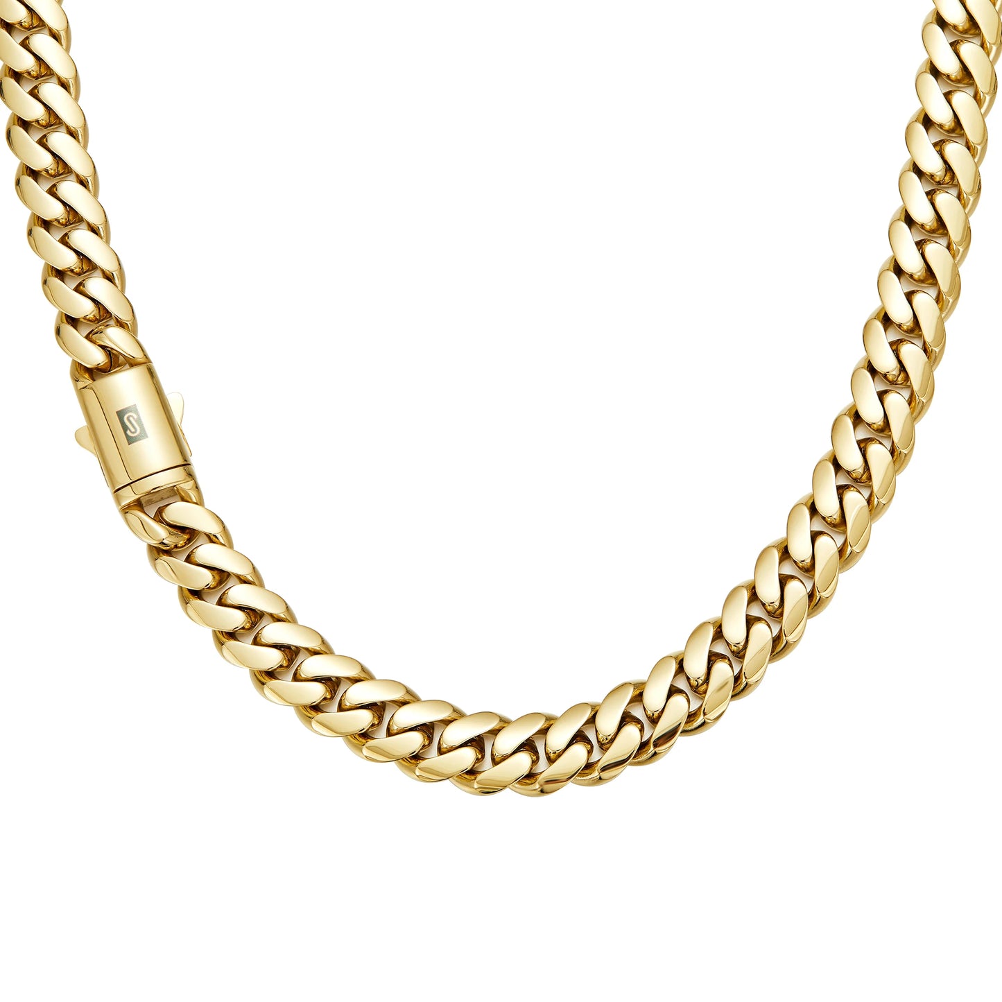 6-14mm wide Stainless Steel Cuban Miami Chains Necklaces  unisex Necklace Chain 316L 14K gold-plated Hip Hop Bracelet Gold Color