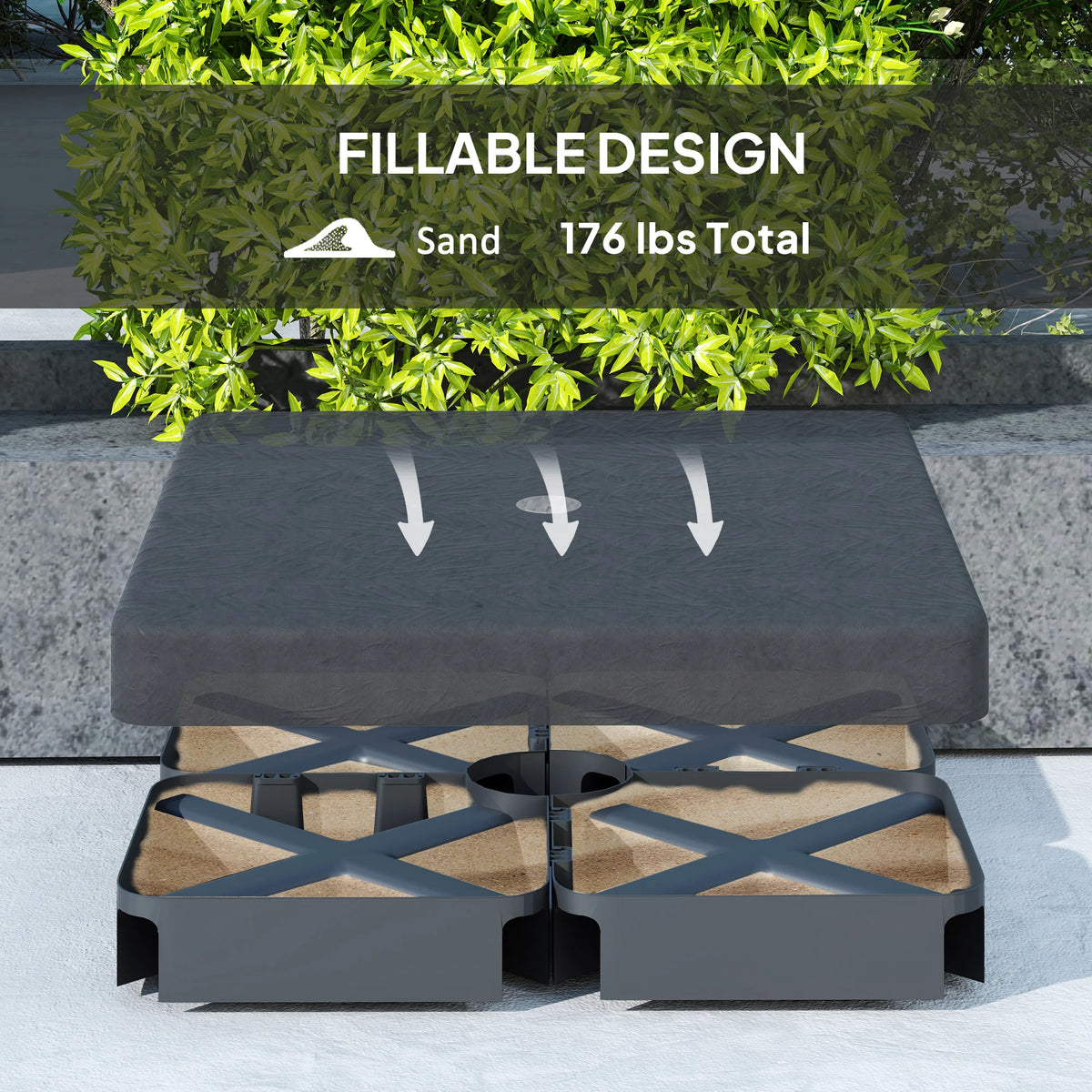 176 lb Offset Cantilever Umbrella Stand Weight Set (with Cover)