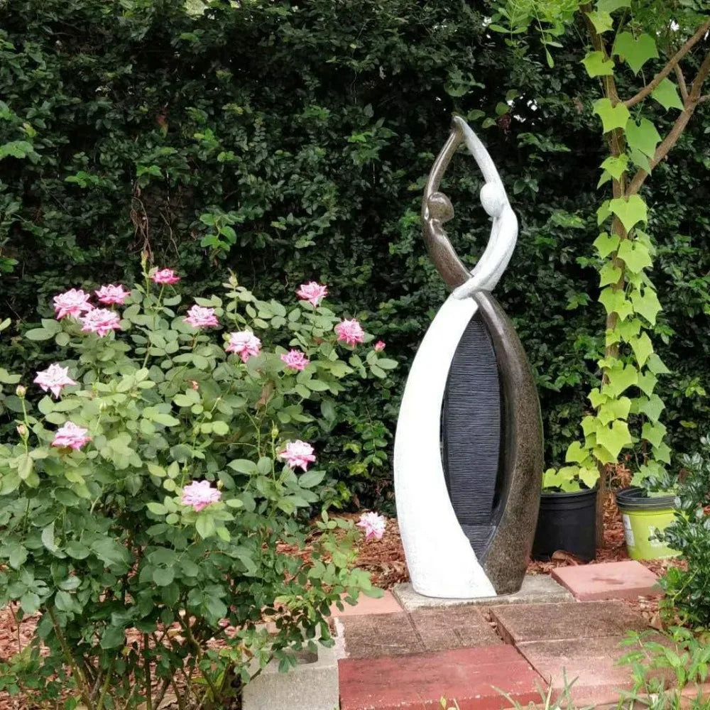 Graceful Dancing Couple Outdoor Fountain 57" Cast Stone Garden Statue Water Fountain Large Fiberglass Decorative Water Fountains