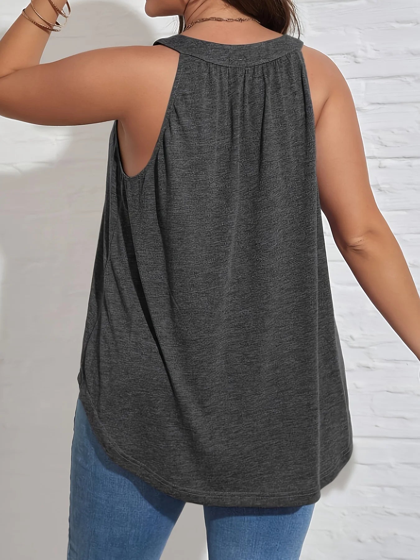 2025 New Plus Size Women's Round Neck Spliced Button Fashion Casual Elegant Vest Spring and Summer