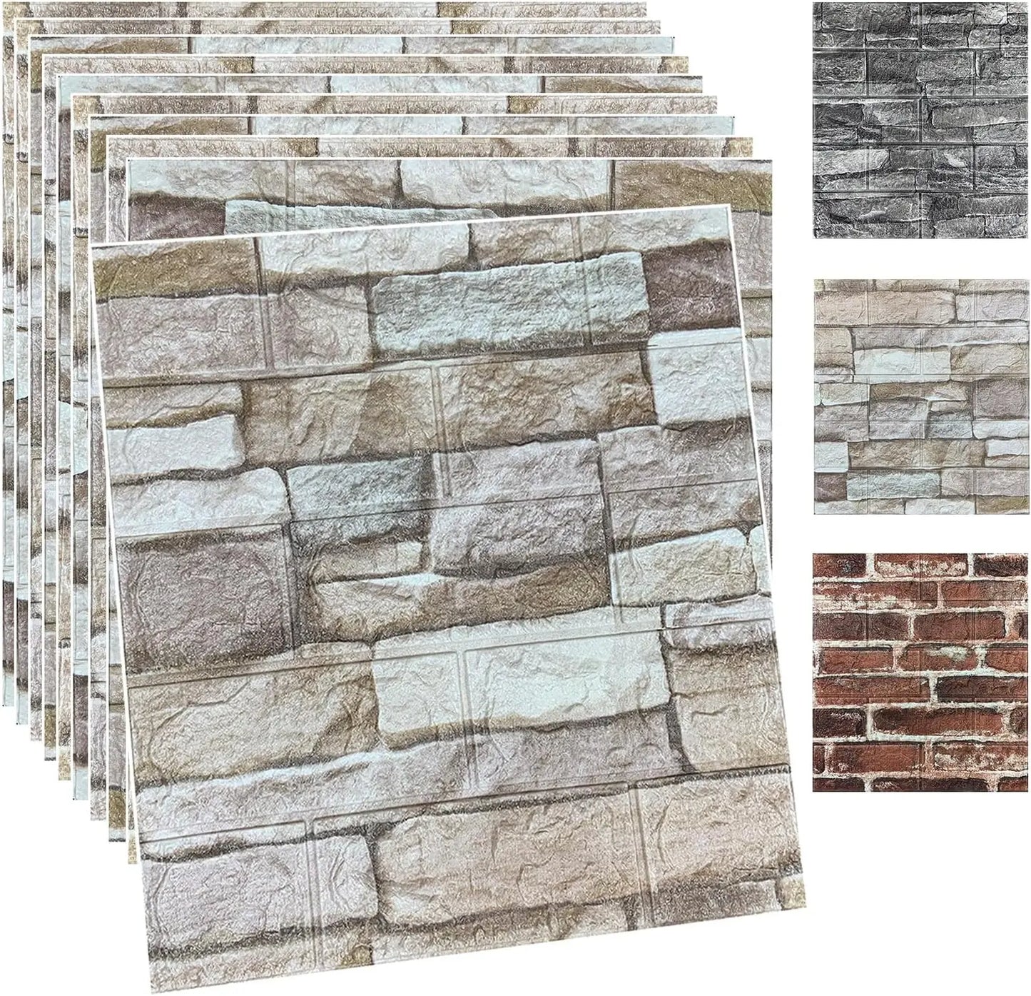 20PCS 3D Wall Panels Peel and Stick Foam 3D Brick Wallpaper Peel and Stick Faux Stone Wall Panel Self-Adhesive Wallpaper (20PCS,