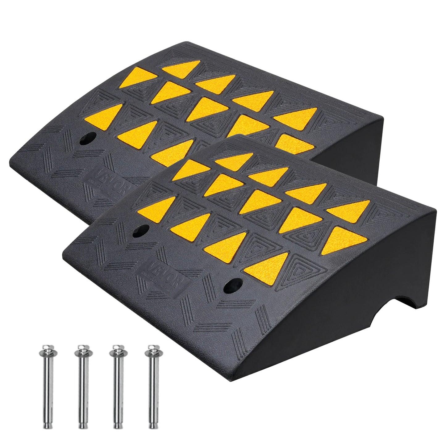 SucceBuy 1/2 Pack Rubber Curb Ramp Rise Heavy Duty Threshold Driveway Ramps with Stable Structure Car Wheelchairs Motorcycles