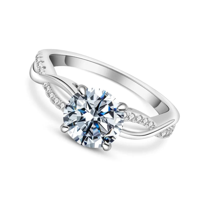18K White Gold Plated Sterling Silver Cubic Zirconia Engagement Ring