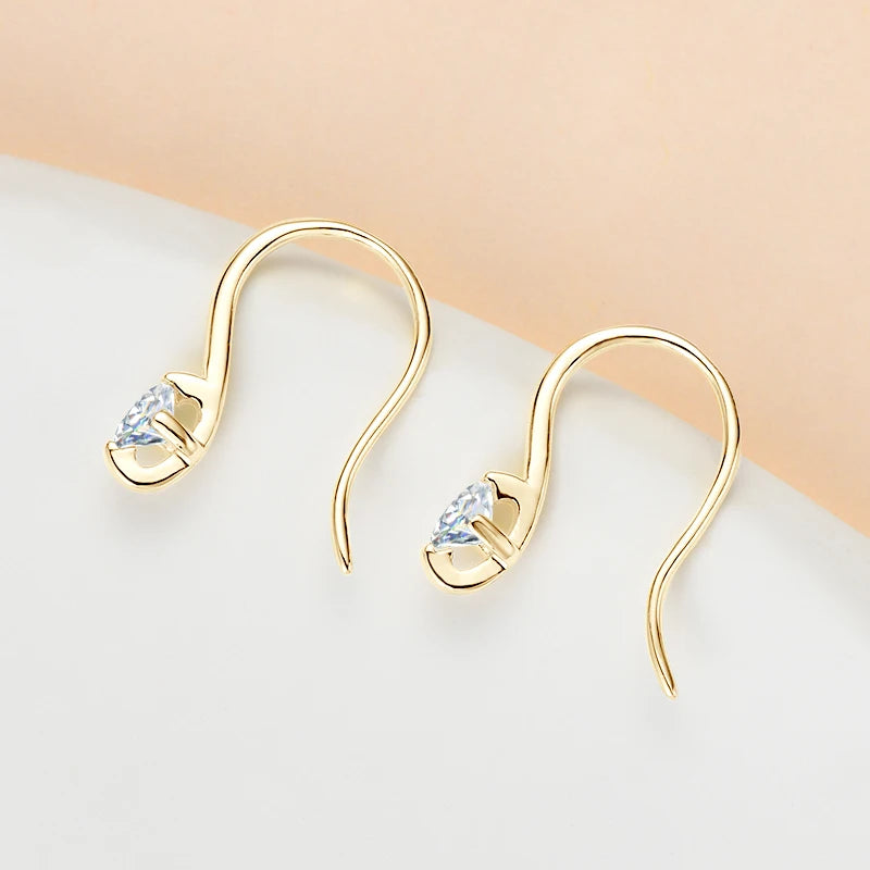 OXTAO 925 Sterling Silver Hook Earrings For Women 4mm Moissanite Dangle Ear Simple Elegant Jewelry Party Daily Wear 2025 Trendy
