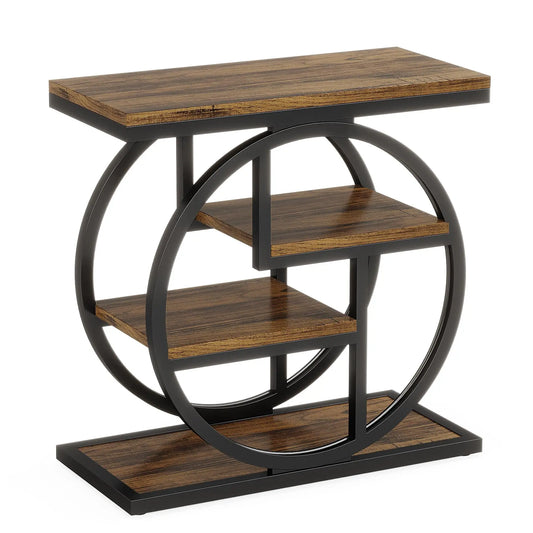Tribesigns End Table for Living Room, 4-Tier Narrow Side Table with Storage Shelves, Industrial Bedside Table for Bedroom, Wood